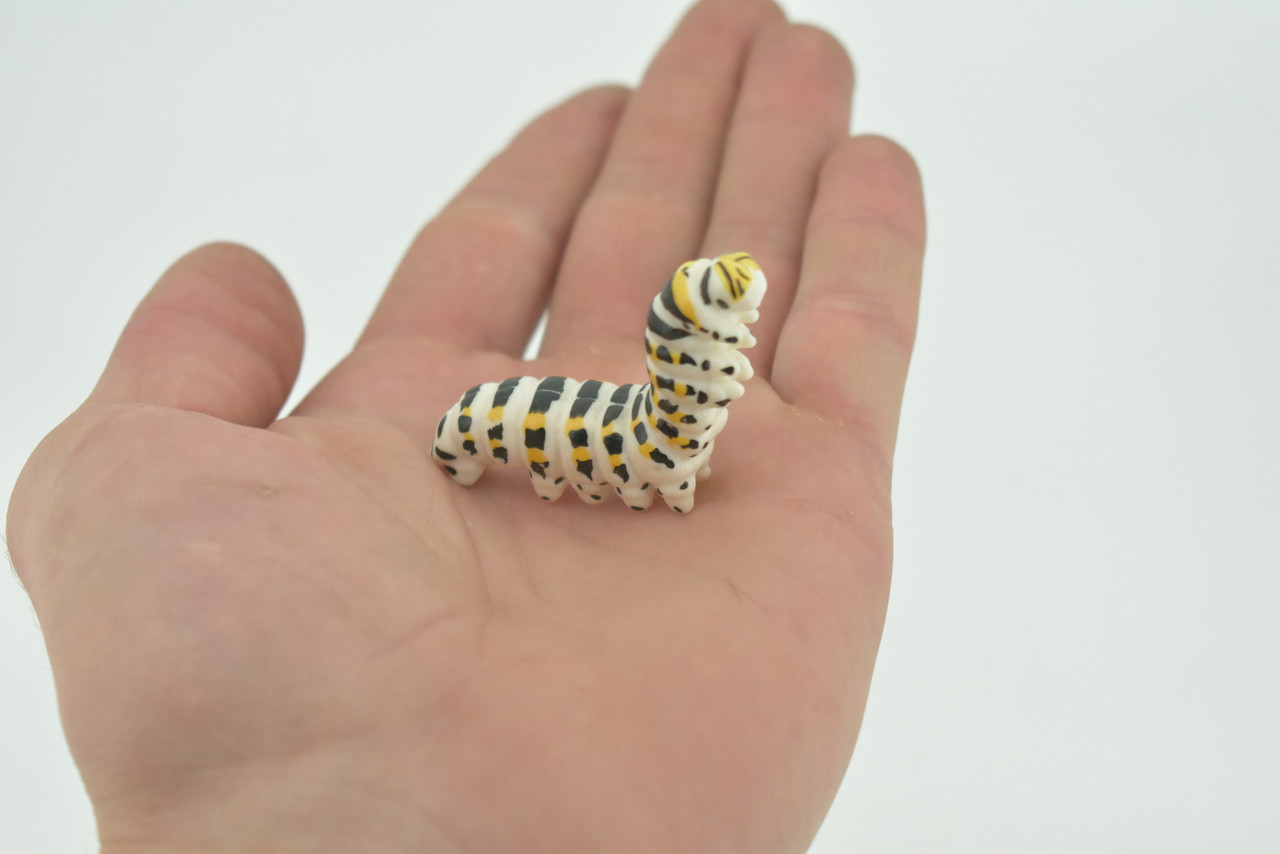 Caterpillar, larva of a butterfly or moth, High Quality, Hand Painted, Hard Rubber, Insect, Realistic, Figure, Model, Replica, Toy, Kids, Educational, Gift,   2"   CH291 BB179