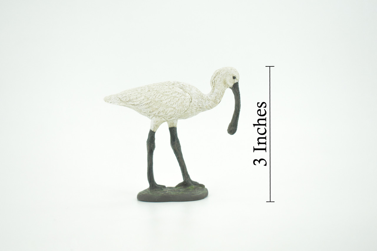 Bird, Spoonbill, White, Very Realistic, Museum Quality, Hand Painted, Hard Rubber, Realistic, Model, Replica, Kids, Educational, Gift,     3"    CH292 BB179