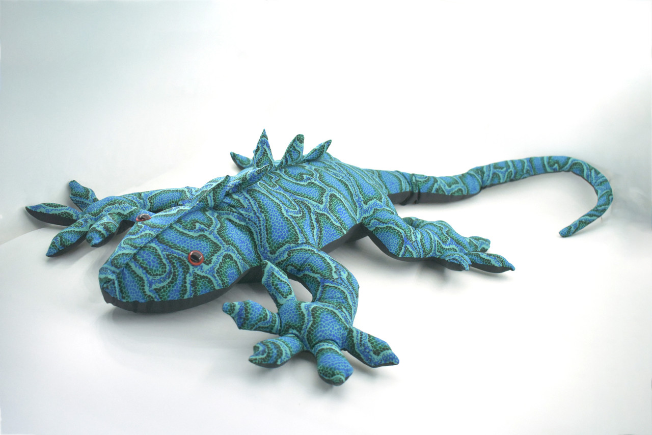 Lizard, Reptiles, Iguana, Blue, Herbivorous lizards, Hand Made in Thailand, Stuffed Reptile, Plush Toy, Kids, Educational, Gift, 30" 16oz, TH48 BB310