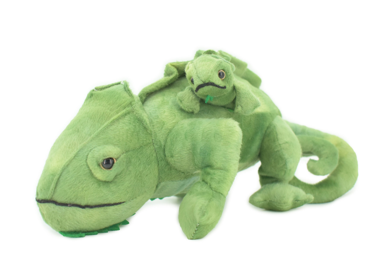 Iguana with Baby, Plush Animal, Soft, Stuffed, Toy, Educational, Realistic Iguana Design, Figure, Lifelike, Replica, Gift,       14"    PK02 B498