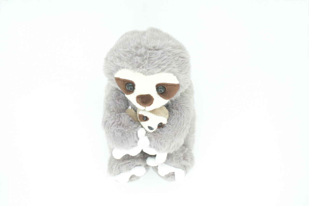 Sloth with Baby, Plush Animal, Soft, Stuffed, Toy, Educational, Realistic Sloth Design, Figure, Lifelike, Replica, Gift,        8"     PK03 B499