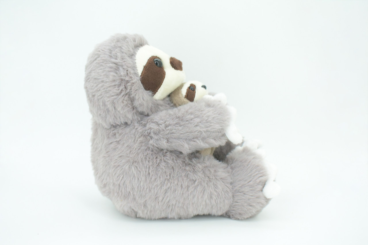 Sloth with Baby, Plush Animal, Soft, Stuffed, Toy, Educational, Realistic Sloth Design, Figure, Lifelike, Replica, Gift,        8"     PK03 B499