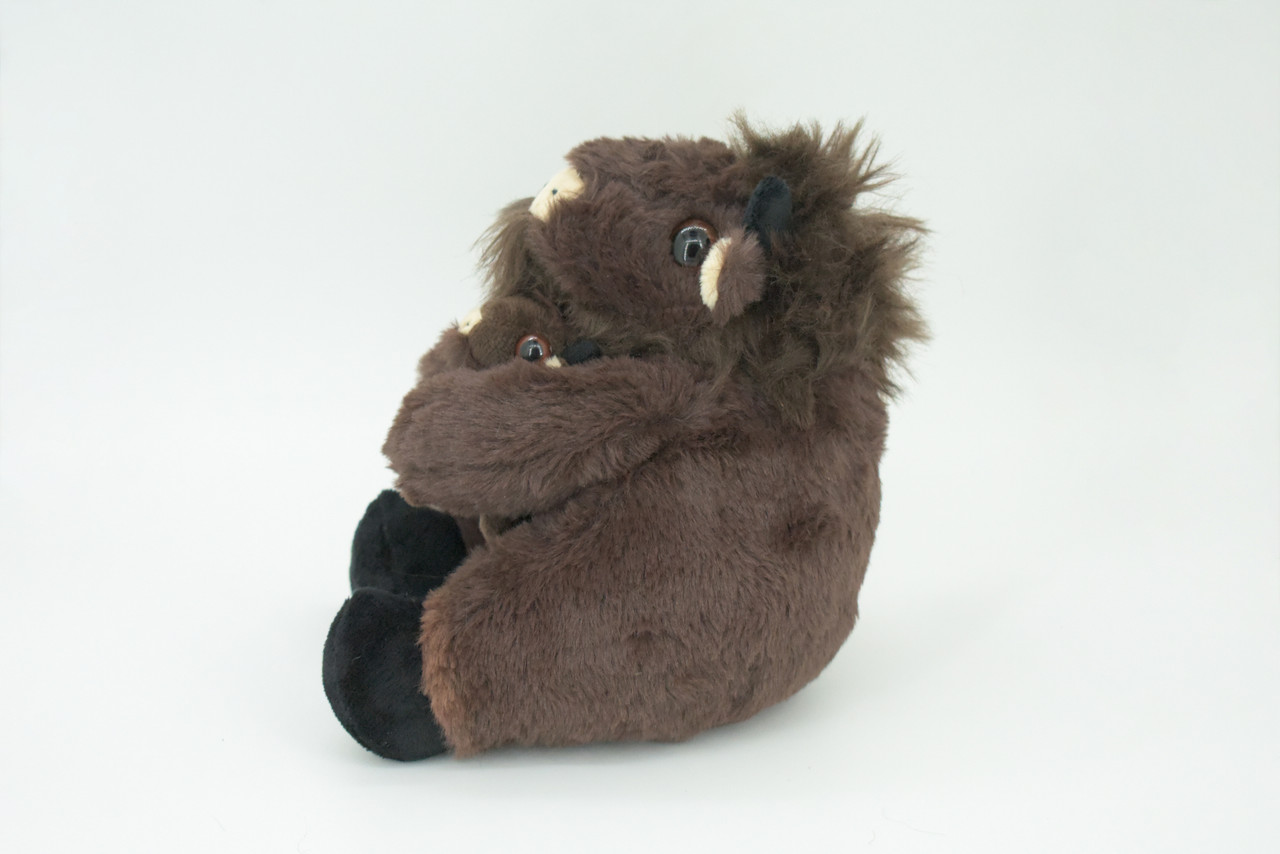 Buffalo with Baby, Plush Animal, Soft, Stuffed, Toy, Educational, Realistic Bison Design, Figure, Lifelike, Replica, Gift,        8"     PK04 B500