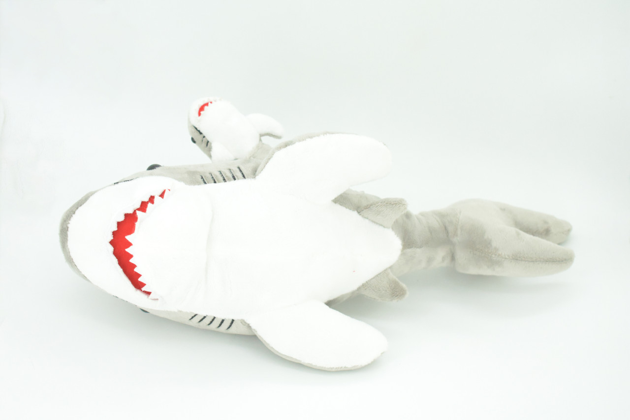 Shark with Baby, Plush Animal, Soft, Stuffed, Toy, Educational, Realistic Shark Design, Figure, Lifelike, Replica, Gift,       18"     PK05 B501