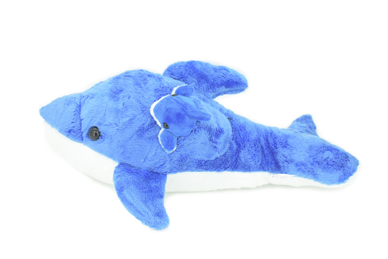 Dolphin with Baby, Plush Animal, Soft, Stuffed, Toy, Educational, Realistic Dolphin Design, Figure, Lifelike, Replica, Gift,       14"     PK06 B502
