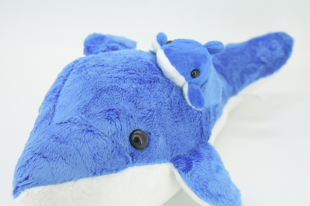 Dolphin with Baby, Plush Animal, Soft, Stuffed, Toy, Educational, Realistic Dolphin Design, Figure, Lifelike, Replica, Gift,       14"     PK06 B502