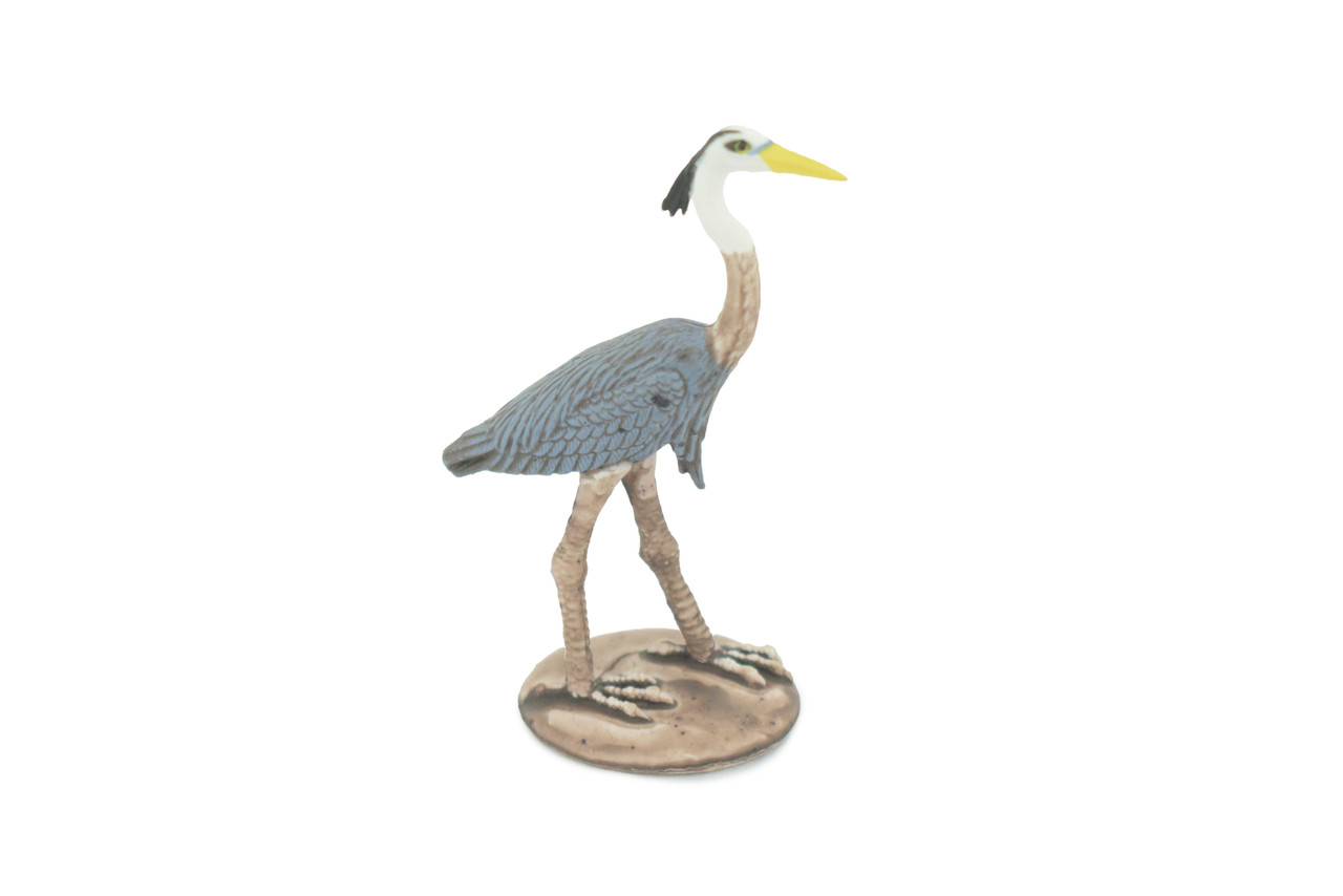 Great Blue Heron, Hand Painted, Educational, Rubber Bird, Realistic Figure, Lifelike Model, Figurine, Replica, Gift,      2 1/4"    SF11 B31   