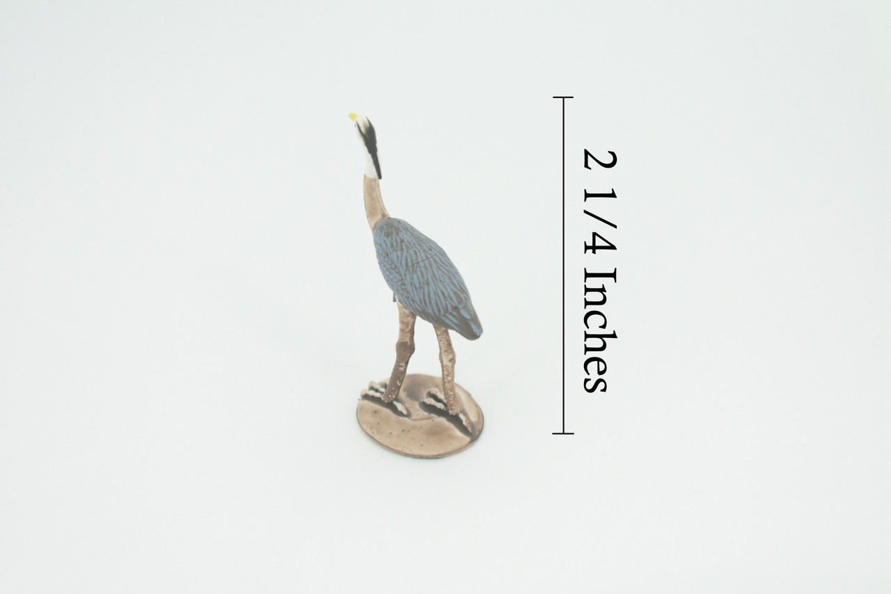 Great Blue Heron, Hand Painted, Educational, Rubber Bird, Realistic Figure, Lifelike Model, Figurine, Replica, Gift,      2 1/4"    SF11 B31   