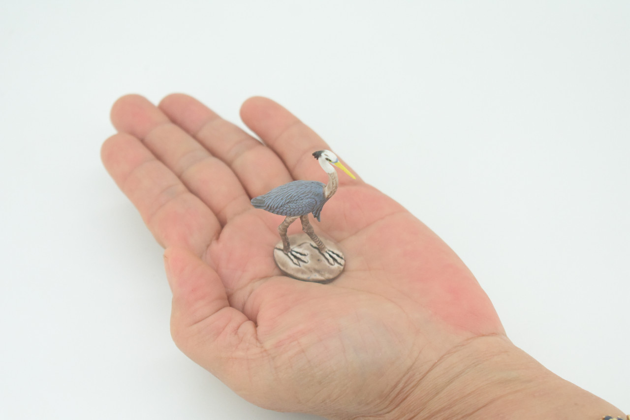 Great Blue Heron, Hand Painted, Educational, Rubber Bird, Realistic Figure, Lifelike Model, Figurine, Replica, Gift,      2 1/4"    SF11 B31   