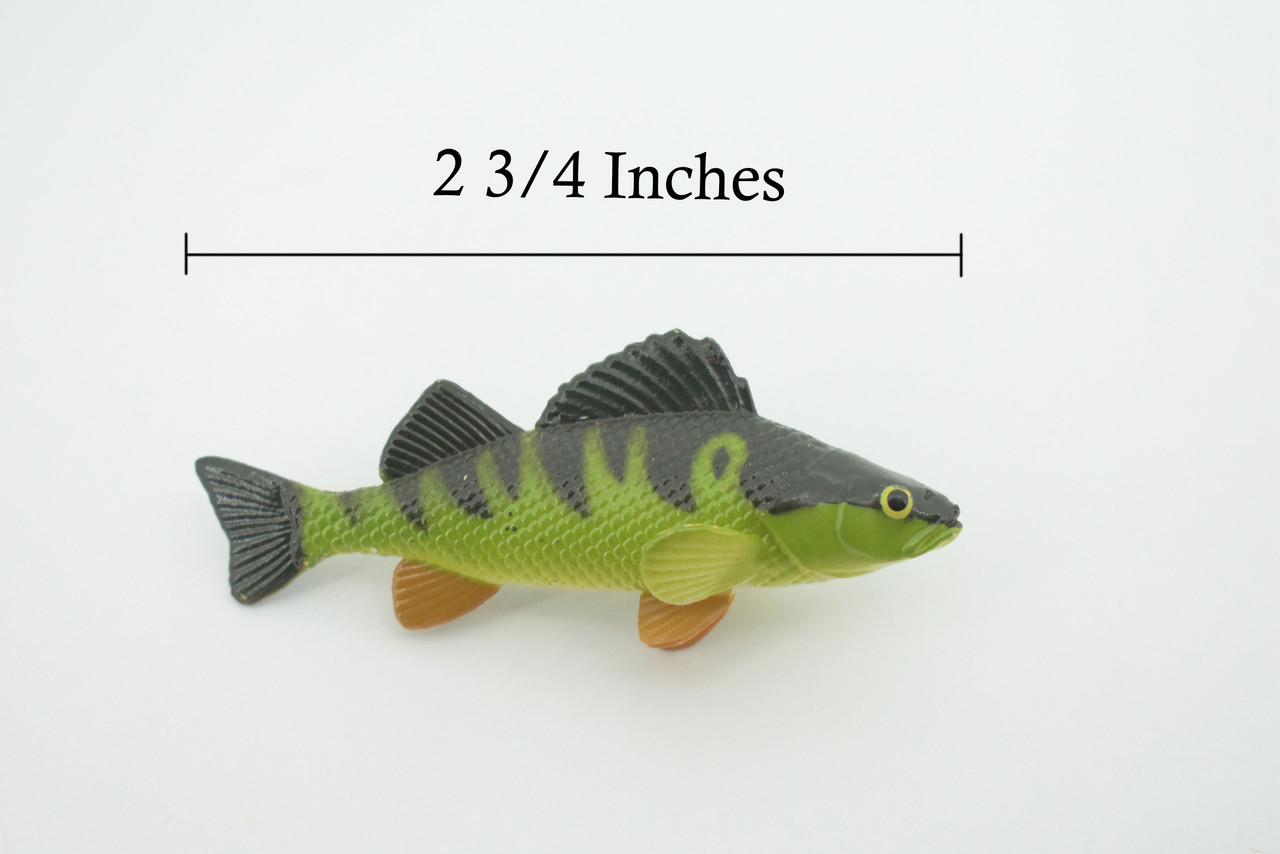 Yellow Perch, Hand Painted, Educational, Rubber Fish, Realistic Figure, Lifelike Model, Figurine, Replica, Gift,      2 3/4"    SF14 B31   