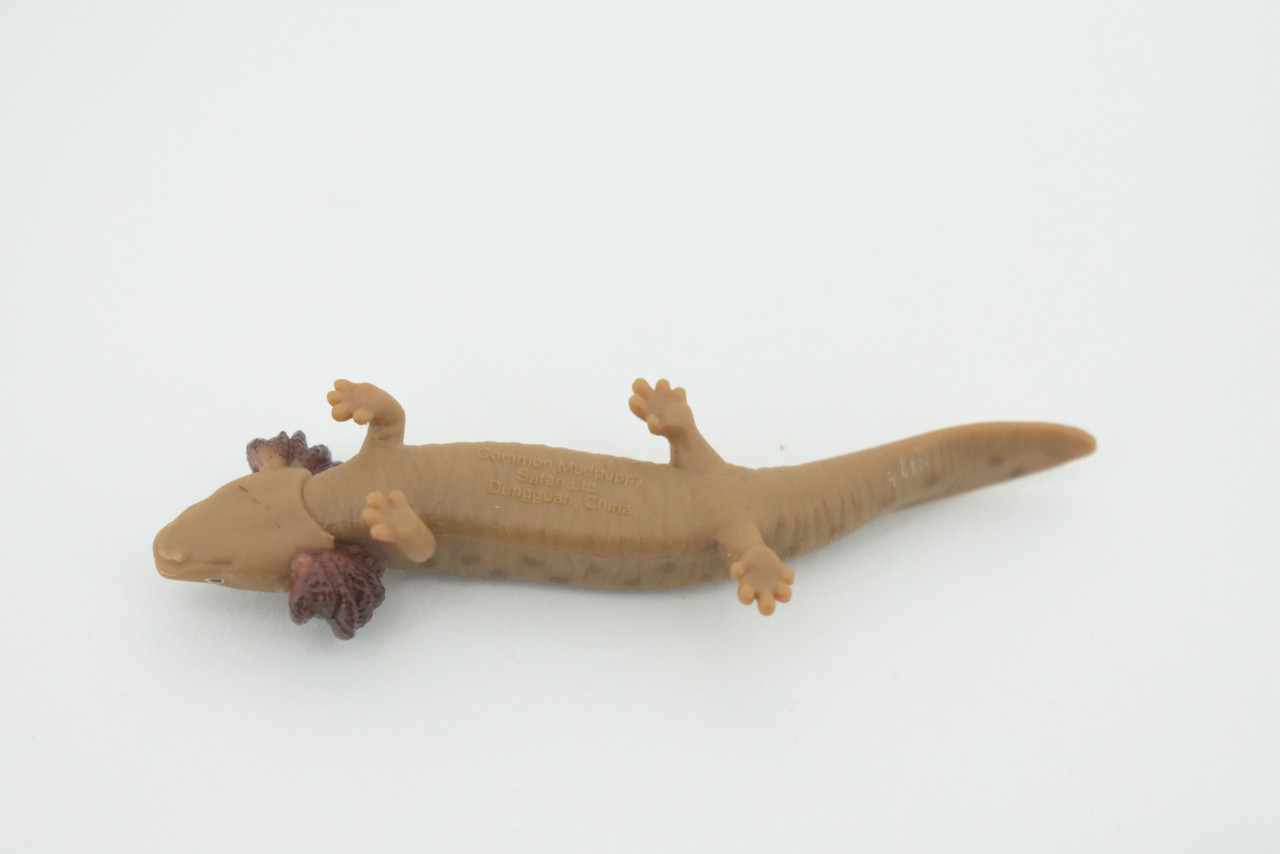 Mudpuppy, Common, Hand Painted, Educational, Rubber Salamander, Realistic Figure, Lifelike Model, Figurine, Replica, Gift,    3"     SF16 B31   