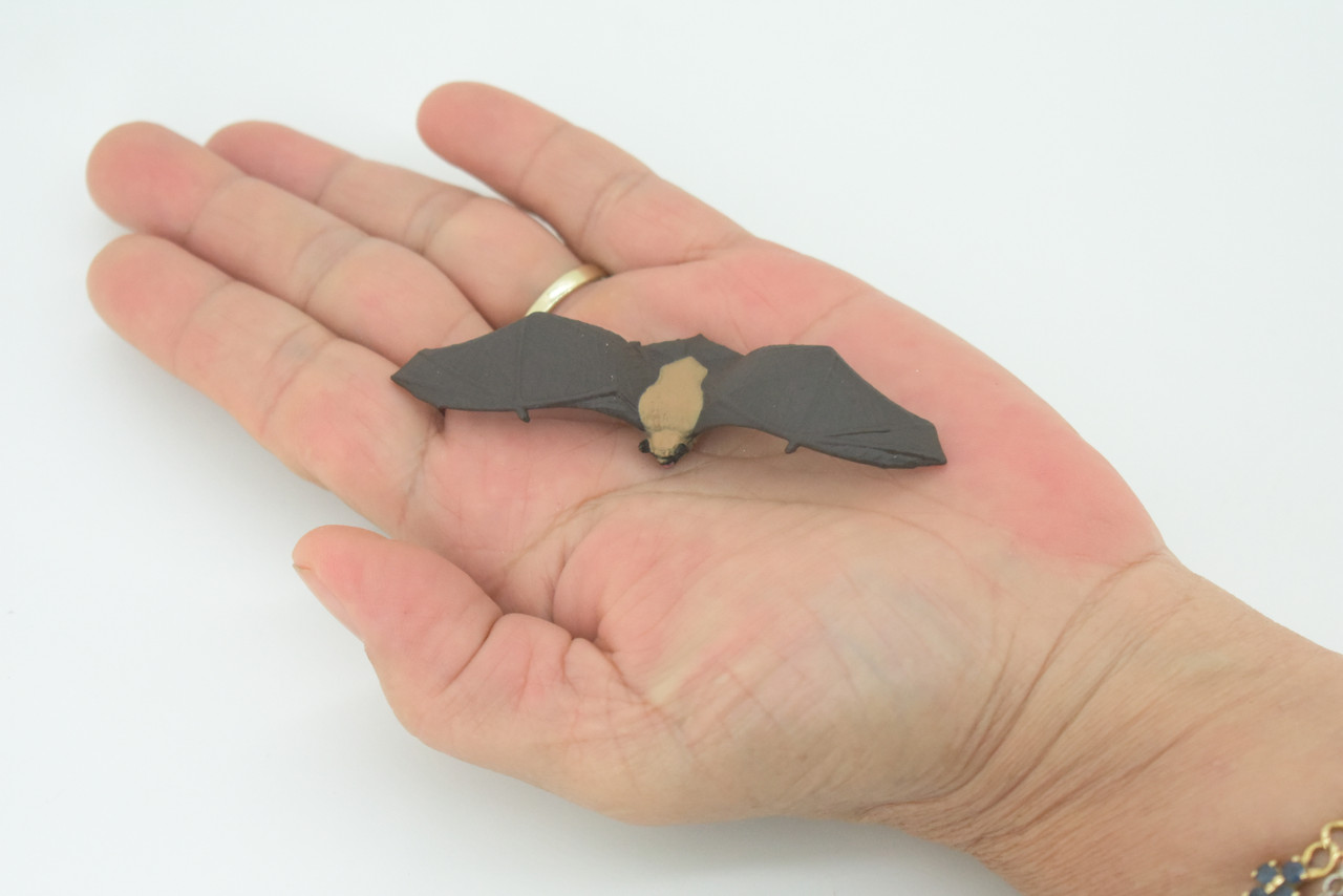 Bat, Hand Painted, Educational, Rubber Bat, Realistic Figure, Lifelike Model, Figurine, Replica, Gift,      3 1/4"    SF17 B31   