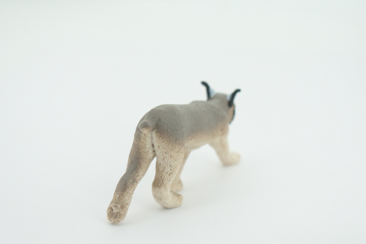 Lynx, Hand Painted, Gray, Educational, Rubber Cat, Realistic Figure, Lifelike Model, Figurine, Replica, Gift,      2 3/4"    SF20 B31   