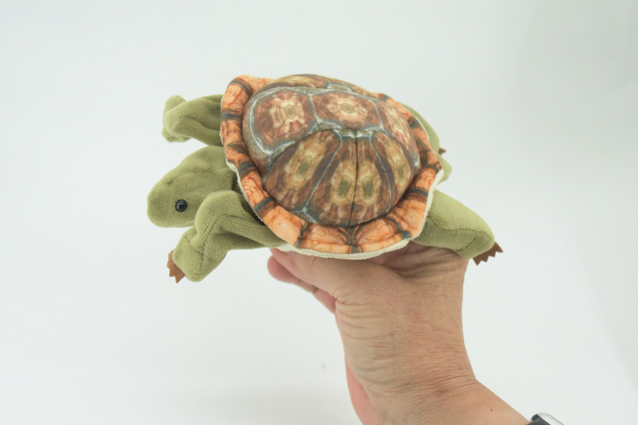 Turtle Finger Puppet, Very Nice Plush Tortoise, Stuffed Reptile, Educational, Realistic, Lifelike Model, Gift,    6 1/2"   FM10 B235