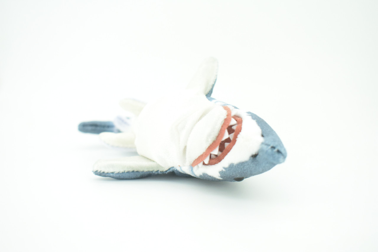 Shark Finger Puppet, Very Nice Plush Great White Shark, Stuffed Fish, Educational, Realistic, Lifelike, Gift,   8"  FM17 B236