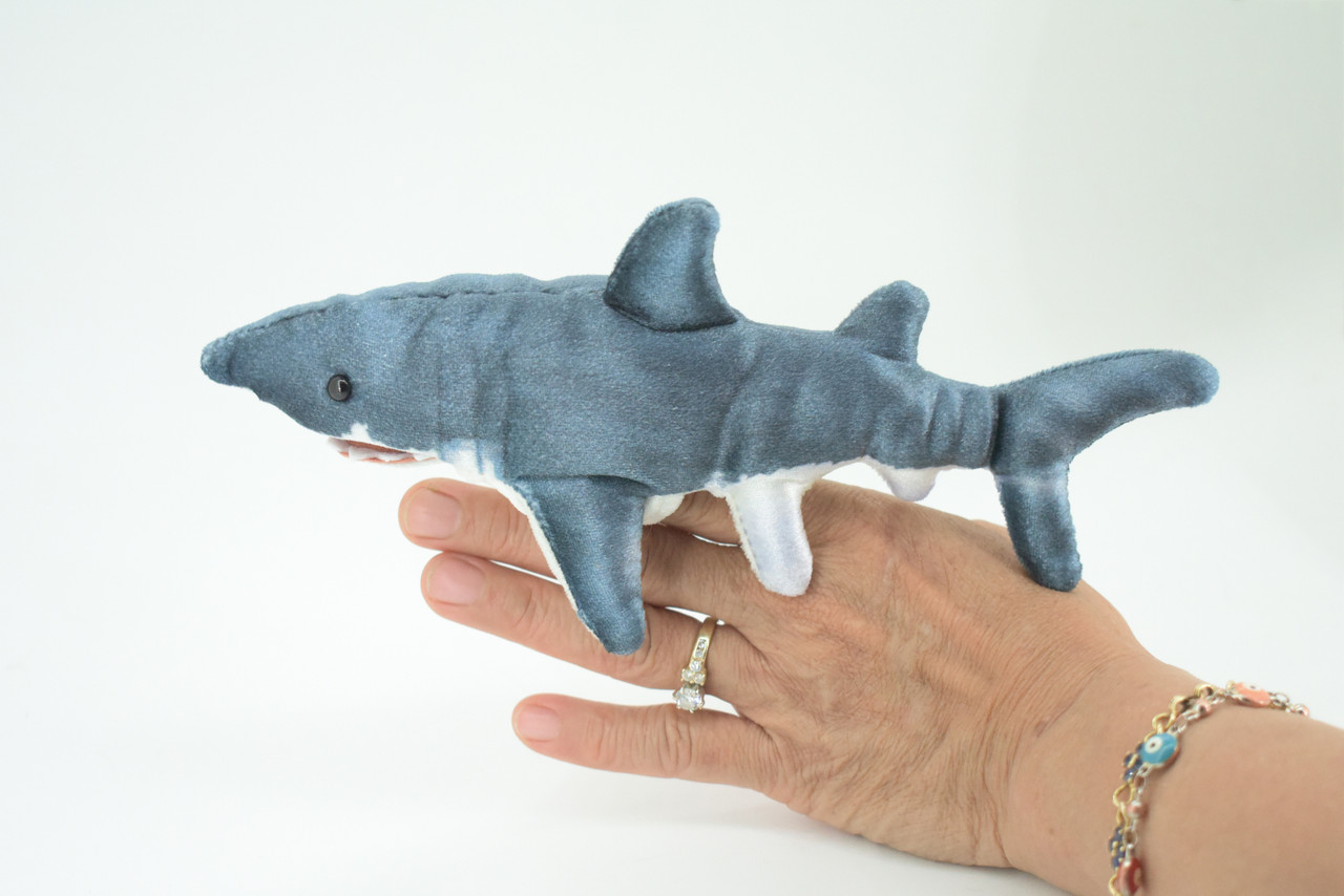 Shark Finger Puppet, Very Nice Plush Great White Shark, Stuffed Fish, Educational, Realistic, Lifelike, Gift,   8"  FM17 B236
