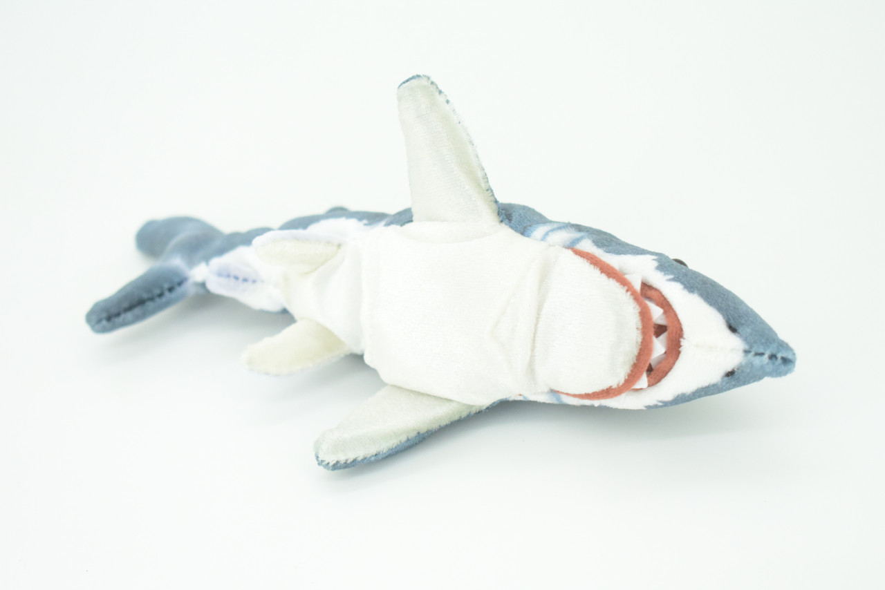 Shark Finger Puppet, Very Nice Plush Great White Shark, Stuffed Fish, Educational, Realistic, Lifelike, Gift,   8"  FM17 B236