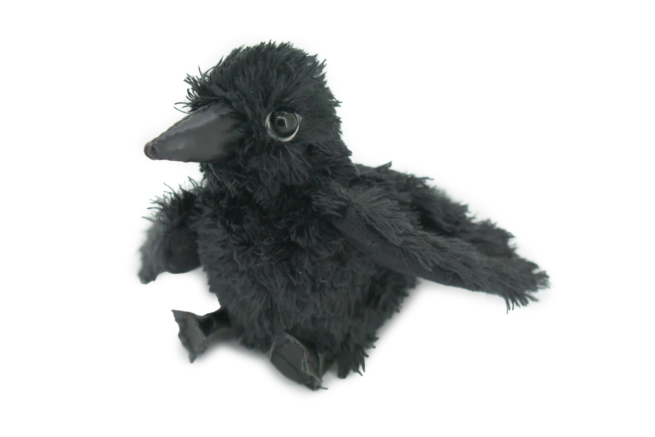 Raven Finger Puppet, Very Nice Plush Raven, Stuffed Bird, Educational, Realistic, Lifelike Model, Gift,    6 1/2"    FM21 B236 