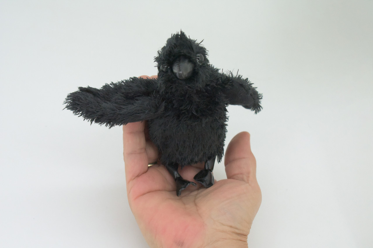 Raven Finger Puppet, Very Nice Plush Raven, Stuffed Bird, Educational, Realistic, Lifelike Model, Gift,    6 1/2"    FM21 B236 
