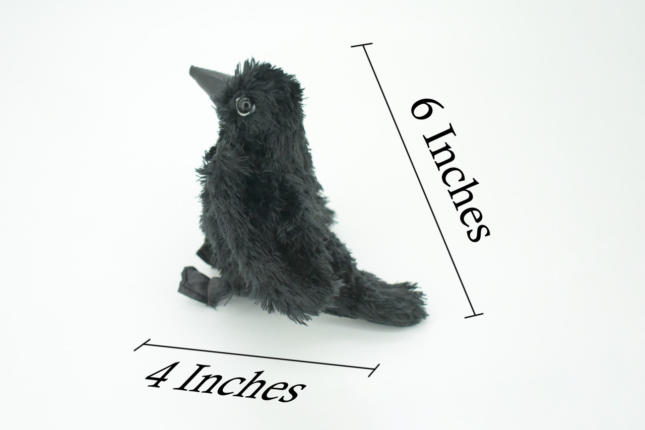 Raven Finger Puppet, Very Nice Plush Raven, Stuffed Bird, Educational, Realistic, Lifelike Model, Gift,    6 1/2"    FM21 B236 