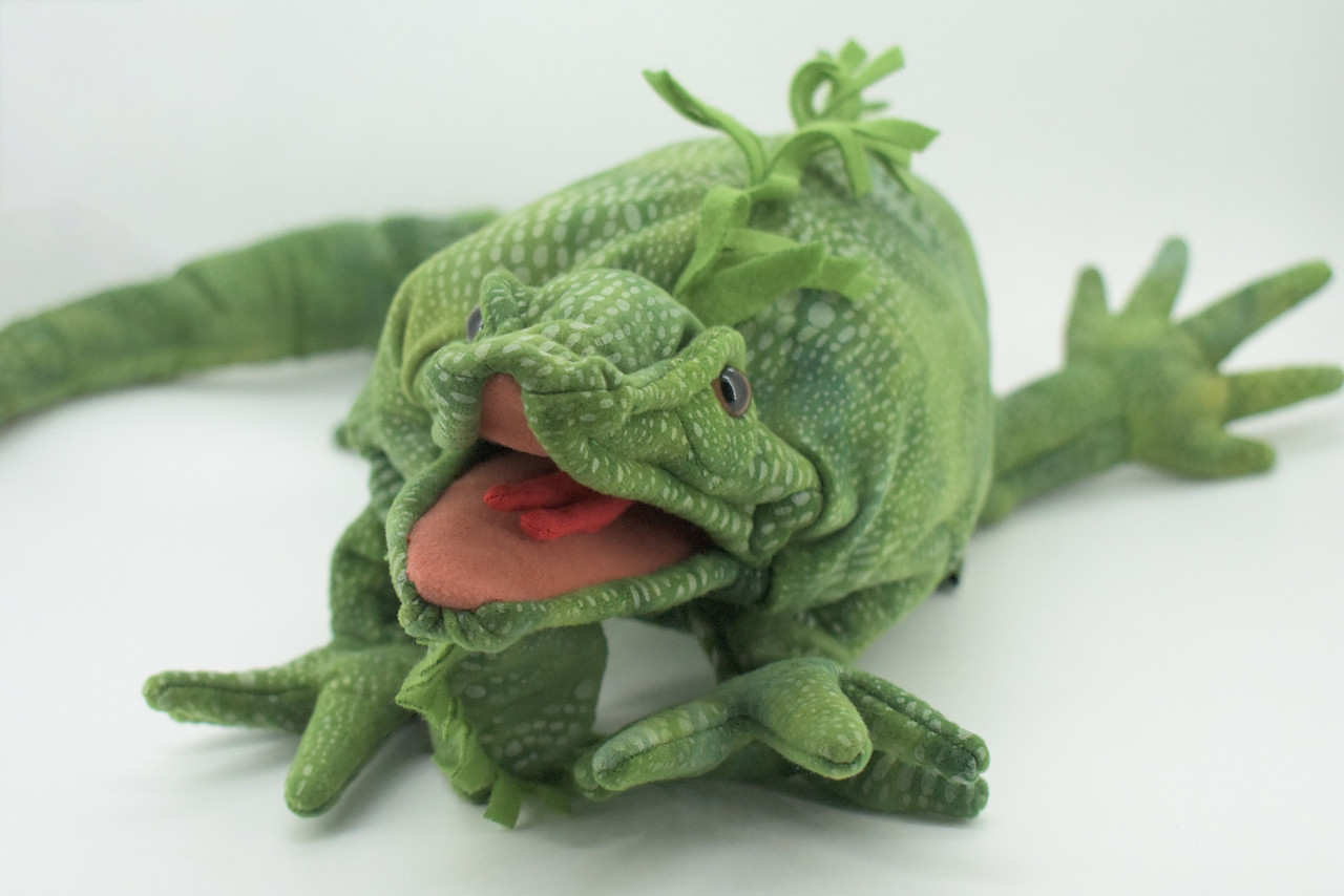 Iguana Hand Puppet, Very Nice Plush Lizard, Stuffed Reptile, Educational, Realistic, Lifelike Model, Gift,    32"   FM34 B413