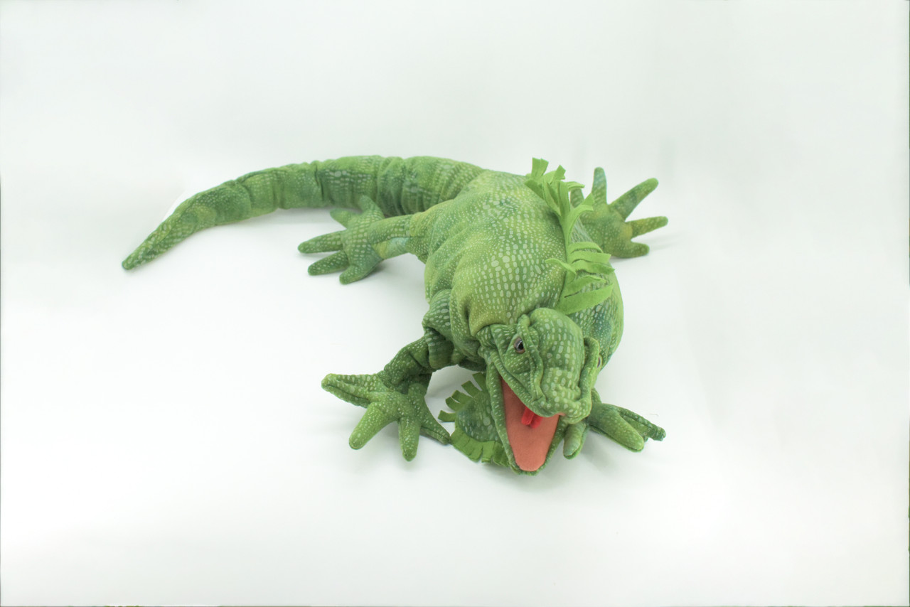Iguana Hand Puppet, Very Nice Plush Lizard, Stuffed Reptile, Educational, Realistic, Lifelike Model, Gift,    32"   FM34 B413