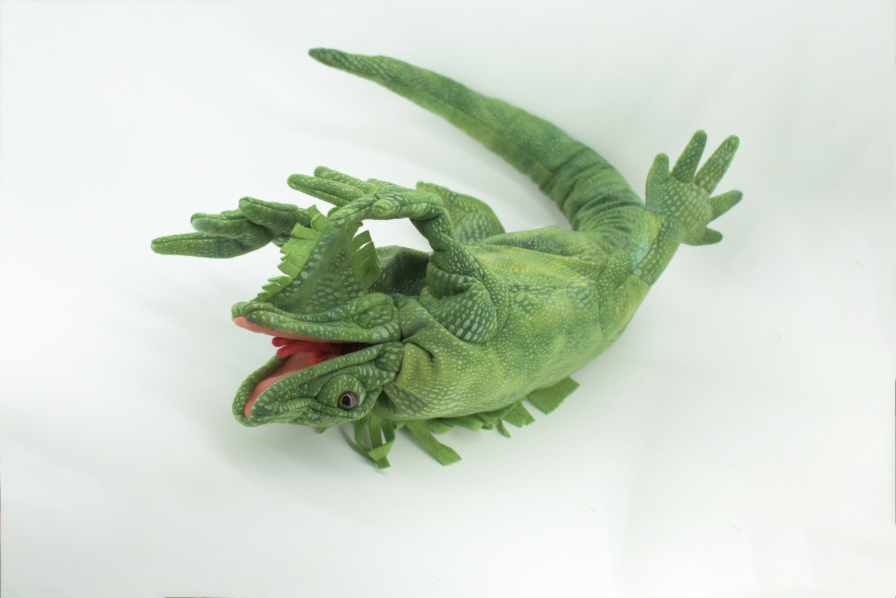 Iguana Hand Puppet, Very Nice Plush Lizard, Stuffed Reptile, Educational, Realistic, Lifelike Model, Gift,    32"   FM34 B413