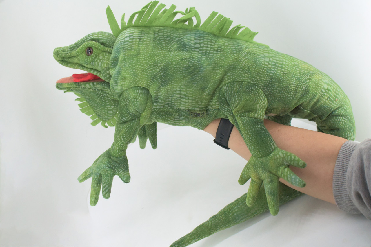 Iguana Hand Puppet, Very Nice Plush Lizard, Stuffed Reptile, Educational, Realistic, Lifelike Model, Gift,    32"   FM34 B413