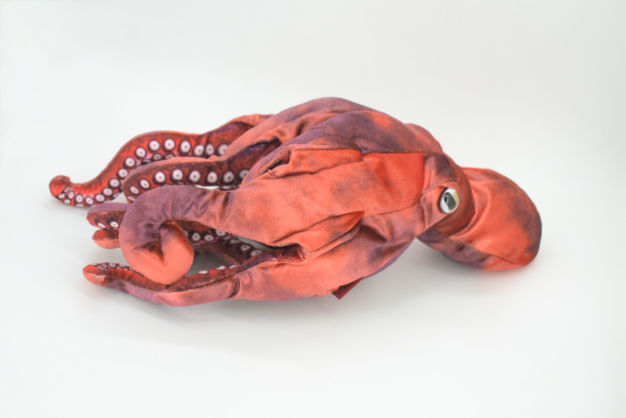 Octopus Hand Puppet, Full Body Red Octopus, Very Nice Plush Octopi, Educational, Realistic, Lifelike, Gift,    19"   FM33 B412