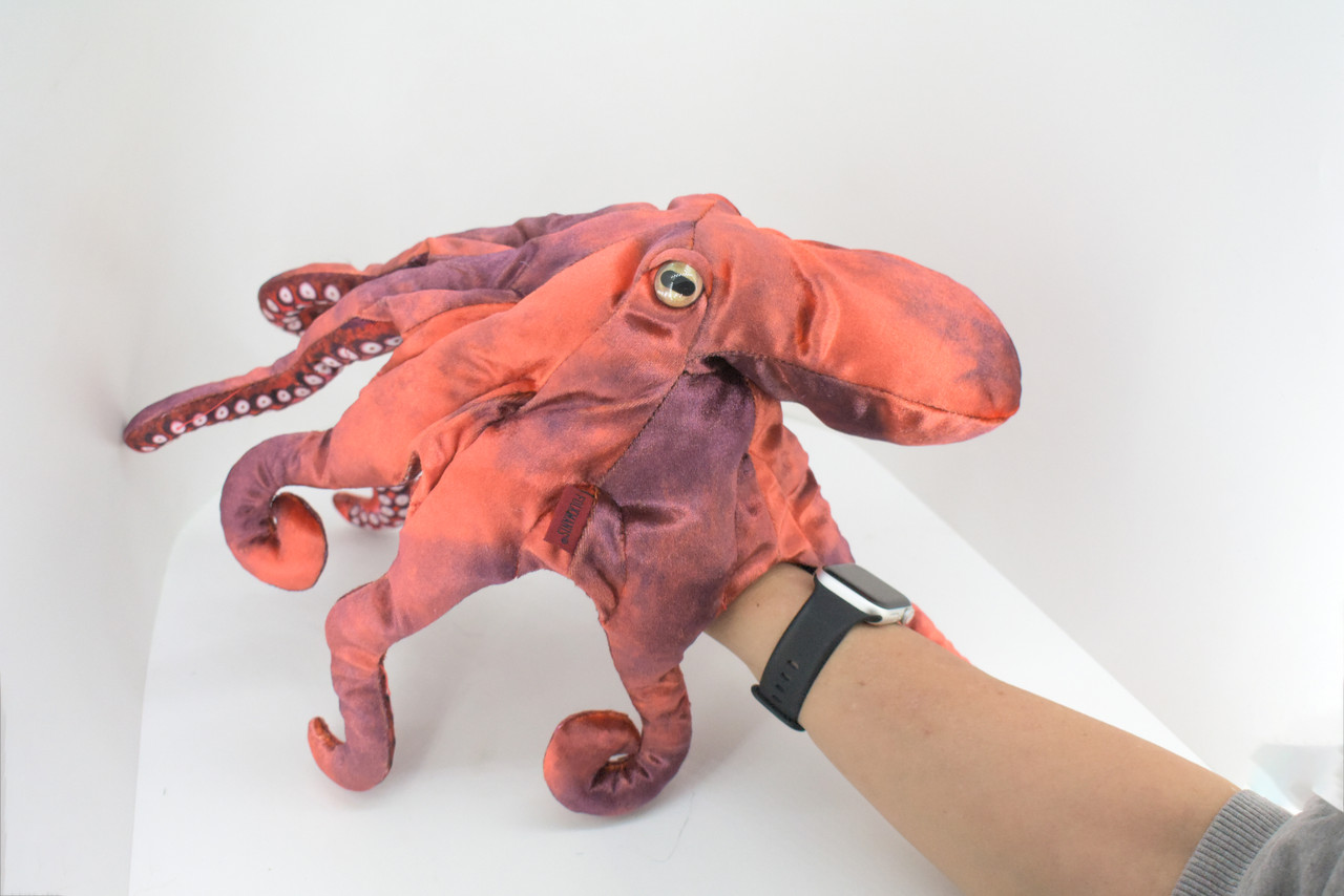 Octopus Hand Puppet, Full Body Red Octopus, Very Nice Plush Octopi, Educational, Realistic, Lifelike, Gift,    19"   FM33 B412