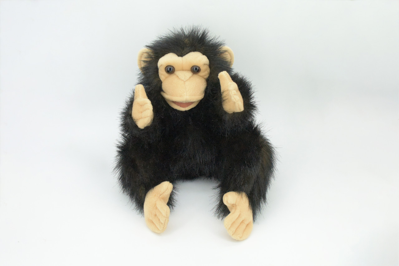Chimpanzee Hand Puppet, Very Nice Plush Chimpanzee Baby, Stuffed Primate, Educational, Realistic, Lifelike, Gift,   15"  FM39 B416