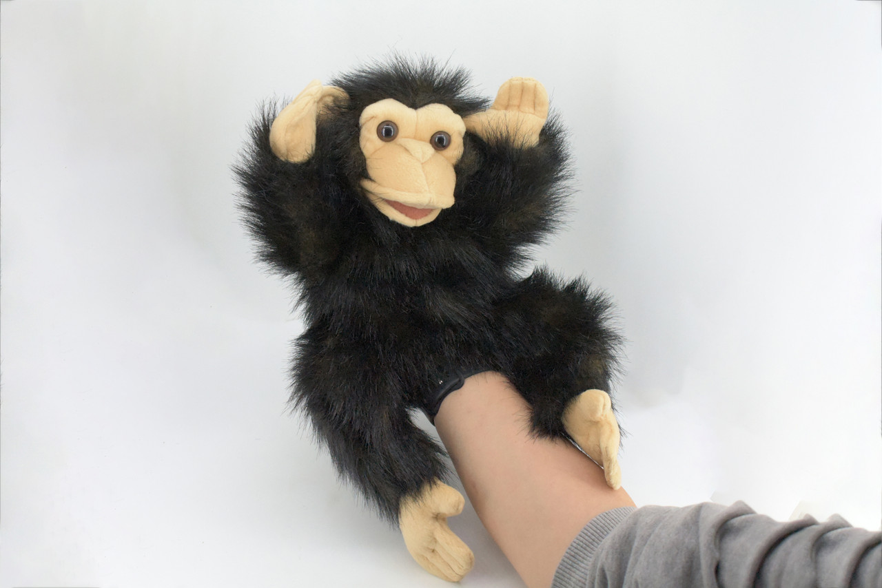 Chimpanzee Hand Puppet, Very Nice Plush Chimpanzee Baby, Stuffed Primate, Educational, Realistic, Lifelike, Gift,   15"  FM39 B416