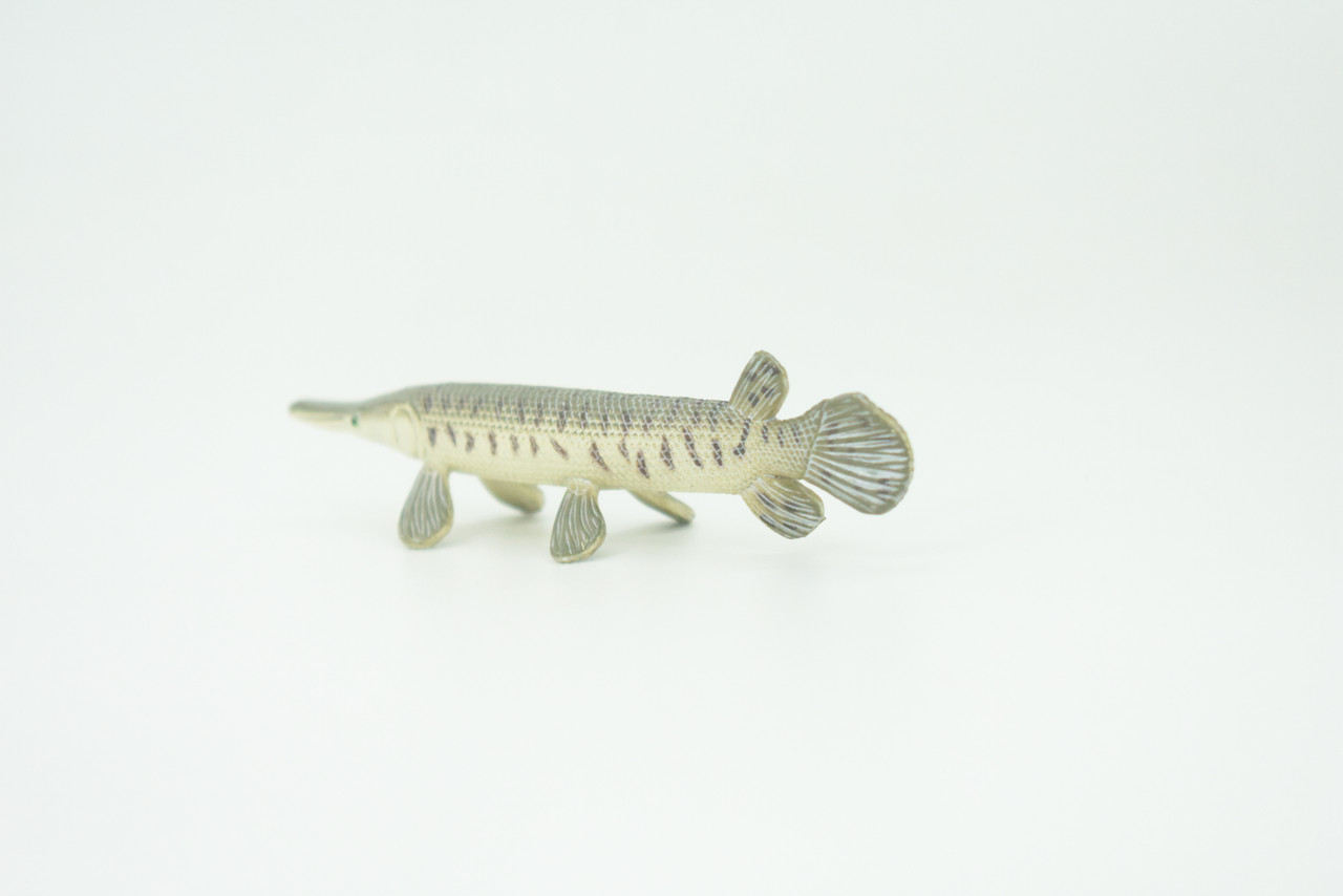 Alligator Gar, Gator Gar, Alligator Pike, Gar Pike, Hand Painted, Educational, Rubber Fish, Realistic Figure, Lifelike, Gift,    3 1/2"    SF39 B15