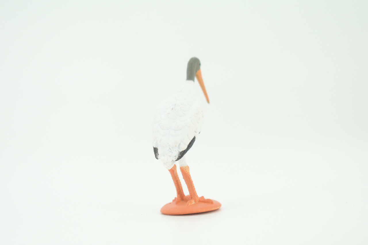 Stork, Ciconia ciconia, Wood Stork, Hand Painted, Educational, Rubber Bird, Realistic Figure, Lifelike, Gift,    2"    SF44 B15 