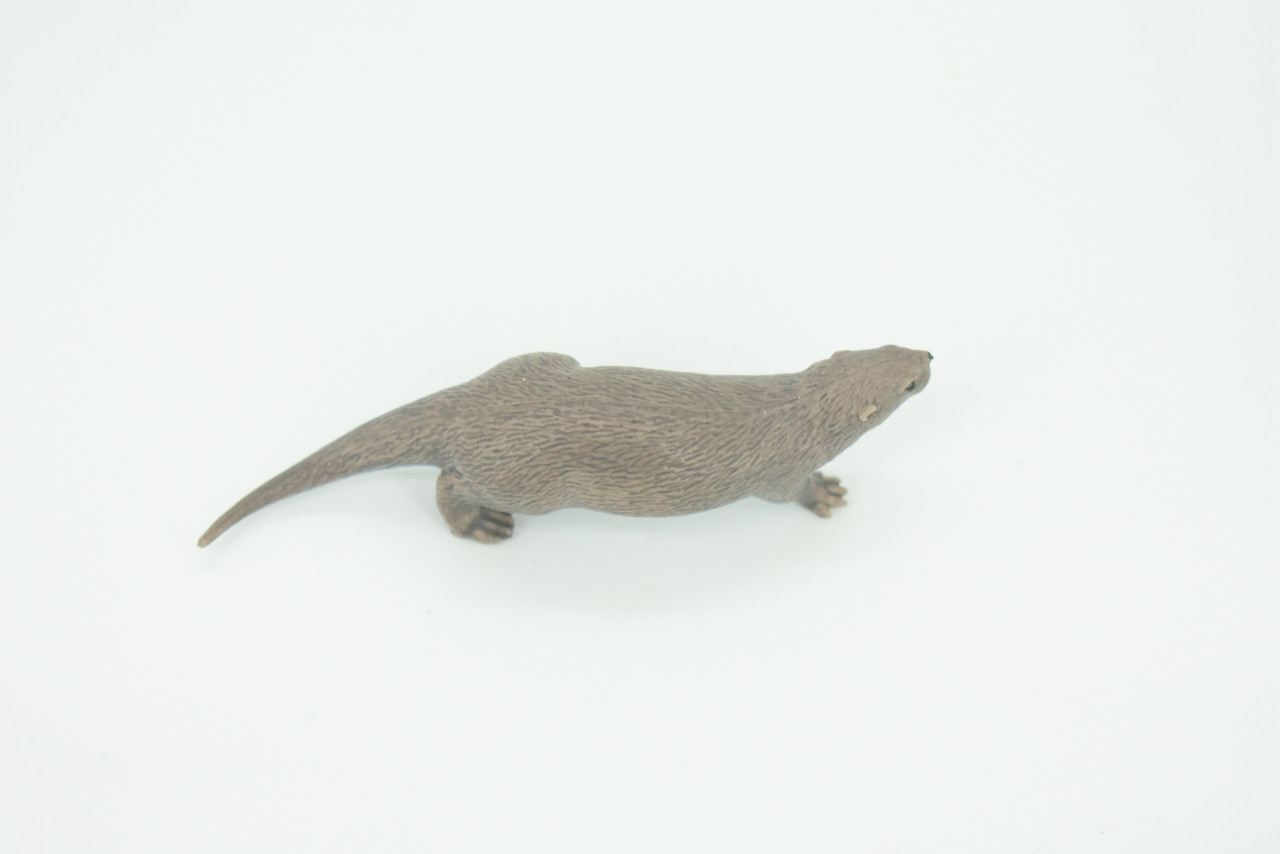 River Otter, Lontra canadensis, Hand Painted, Educational, Rubber Animal, Realistic Figure, Lifelike, Gift,    3 1/4"    SF45 B15 