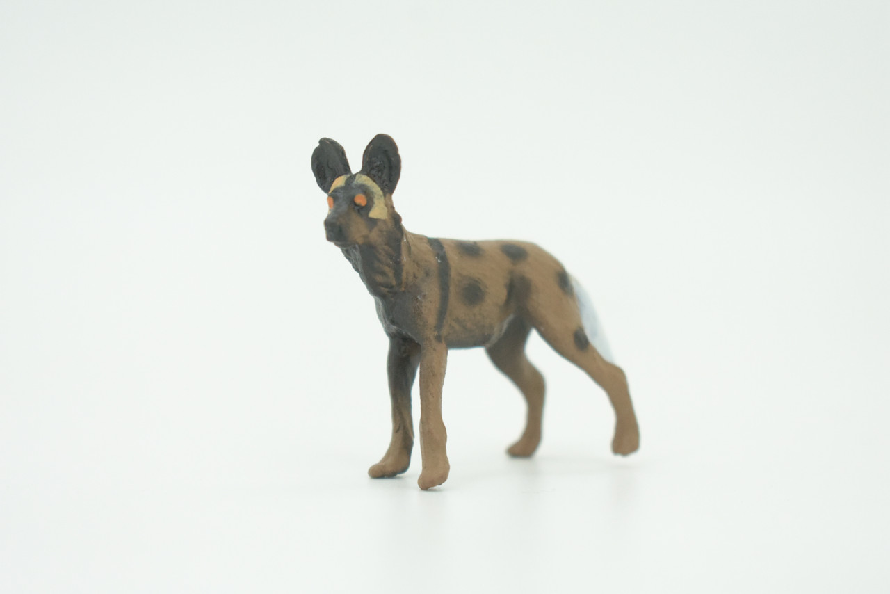 African Wild Dog, Painted Wolf, African Hunting Dog, Hand Painted, Educational, Rubber Animal, Realistic Figure, Lifelike, Gift,    2 "   SF52 B58