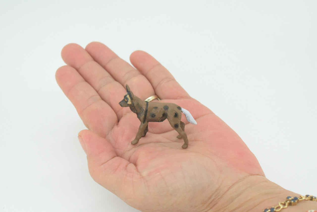 African Wild Dog, Painted Wolf, African Hunting Dog, Hand Painted, Educational, Rubber Animal, Realistic Figure, Lifelike, Gift,    2 "   SF52 B58
