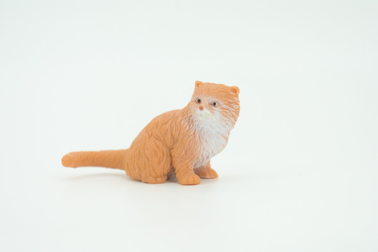 House Cat,  Orange Tabby, Marmalade Cat, Rubber, Hand Painted, Realistic, Figure, Model, Replica, Toy, Kids, Educational, Gift,    2"   SF70 B16