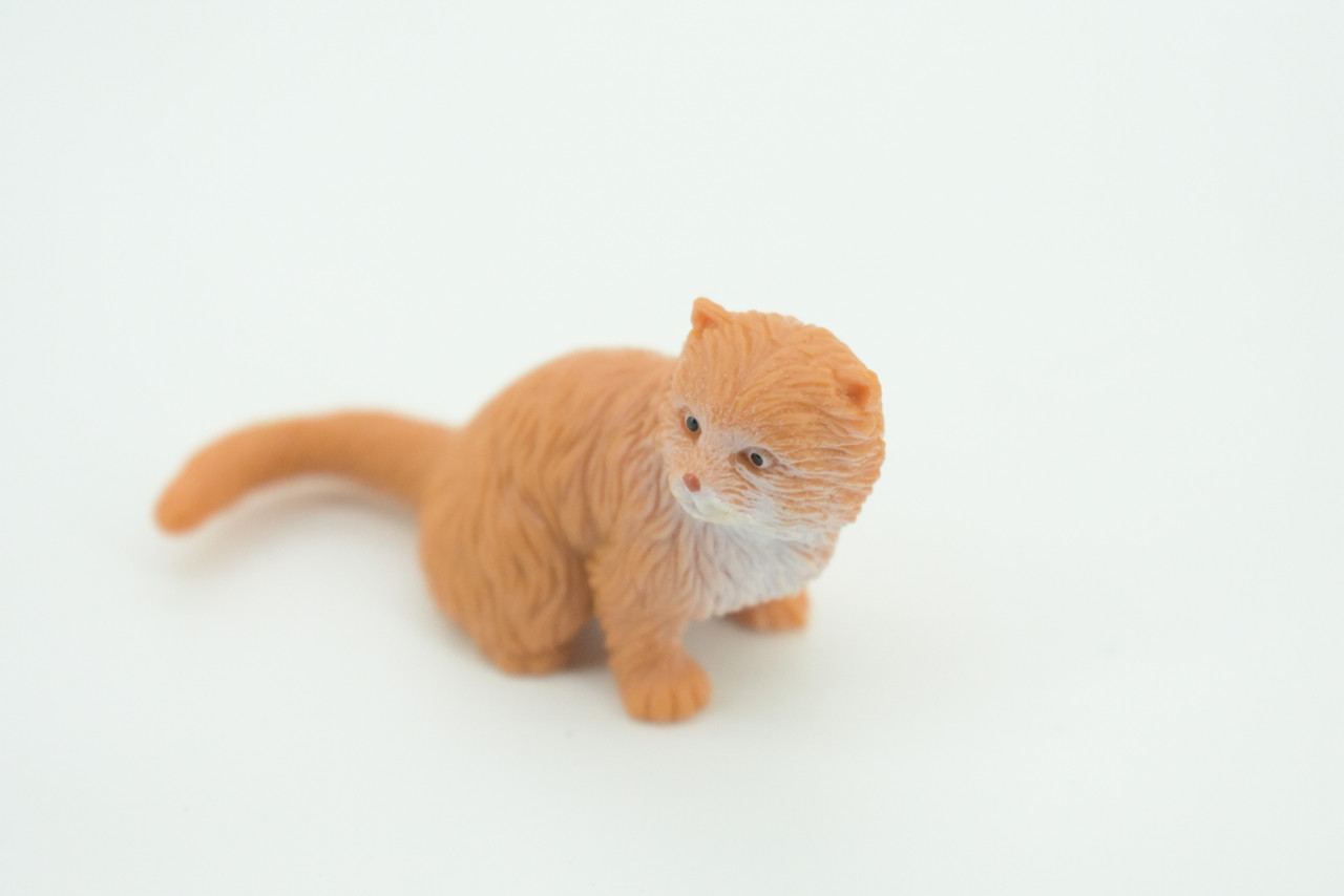 House Cat,  Orange Tabby, Marmalade Cat, Rubber, Hand Painted, Realistic, Figure, Model, Replica, Toy, Kids, Educational, Gift,    2"   SF70 B16