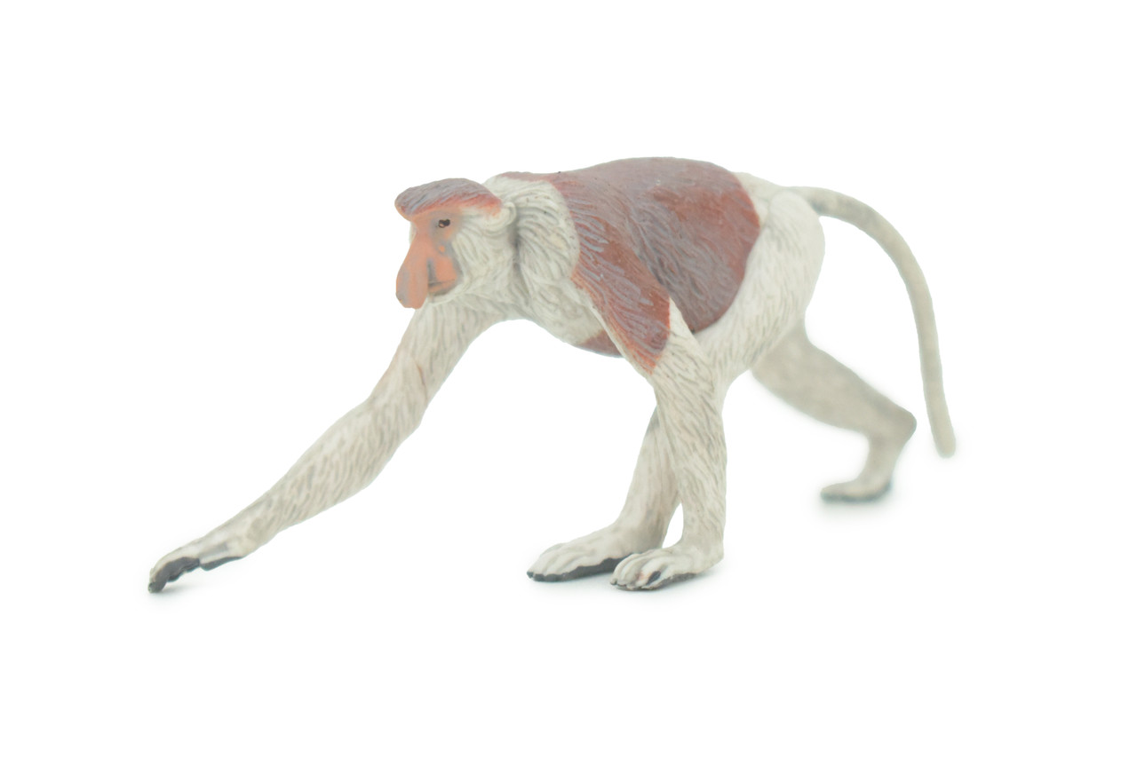 Proboscis Monkey, Long-Nosed Monkey, Hand Painted, Educational, Rubber Primate, Realistic Figure, Lifelike, Gift,   3"    SF66 B16