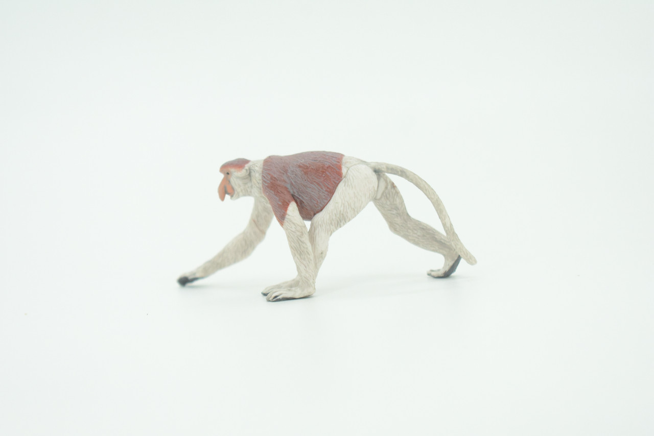 Proboscis Monkey, Long-Nosed Monkey, Hand Painted, Educational, Rubber Primate, Realistic Figure, Lifelike, Gift,   3"    SF66 B16