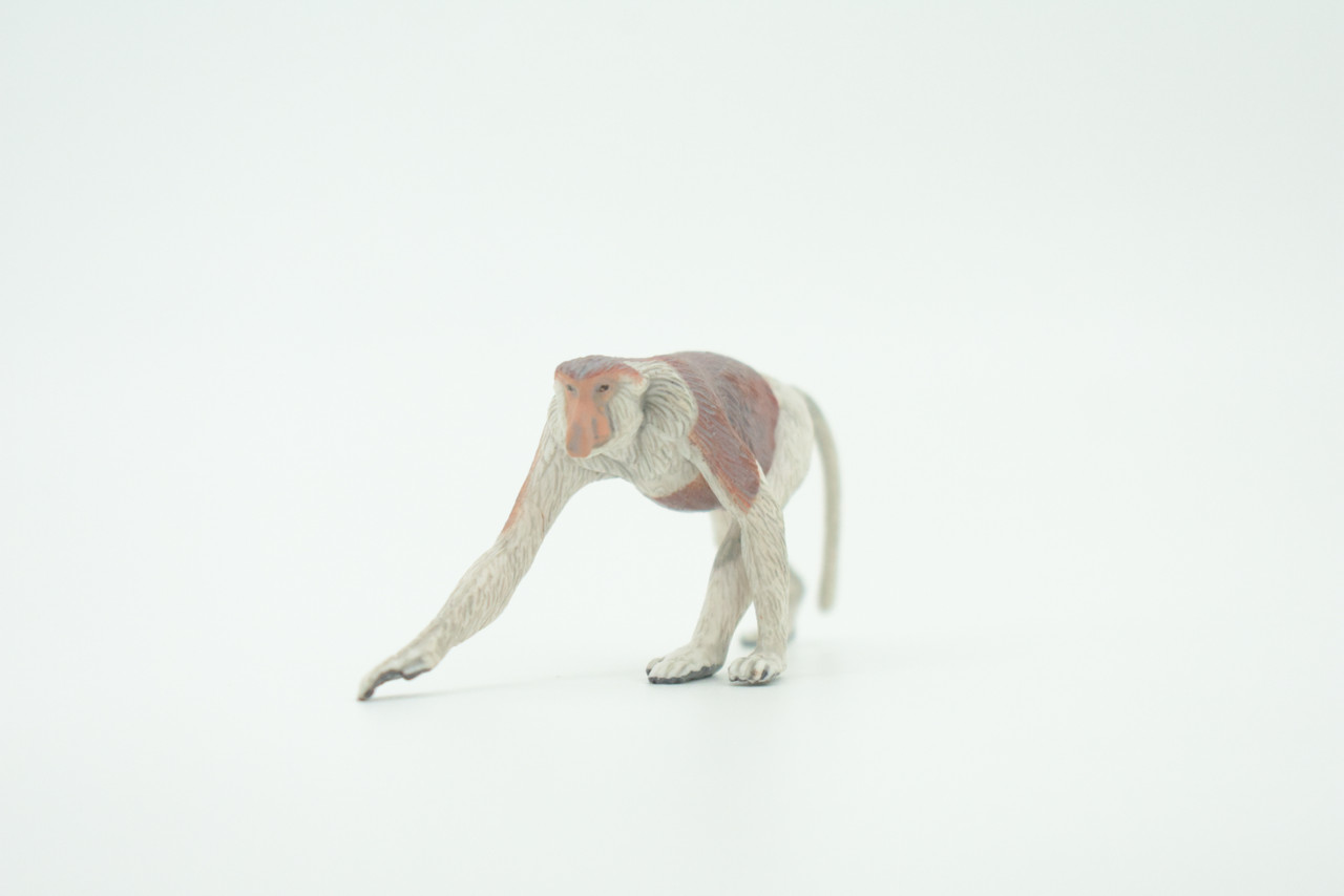 Proboscis Monkey, Long-Nosed Monkey, Hand Painted, Educational, Rubber Primate, Realistic Figure, Lifelike, Gift,   3"    SF66 B16