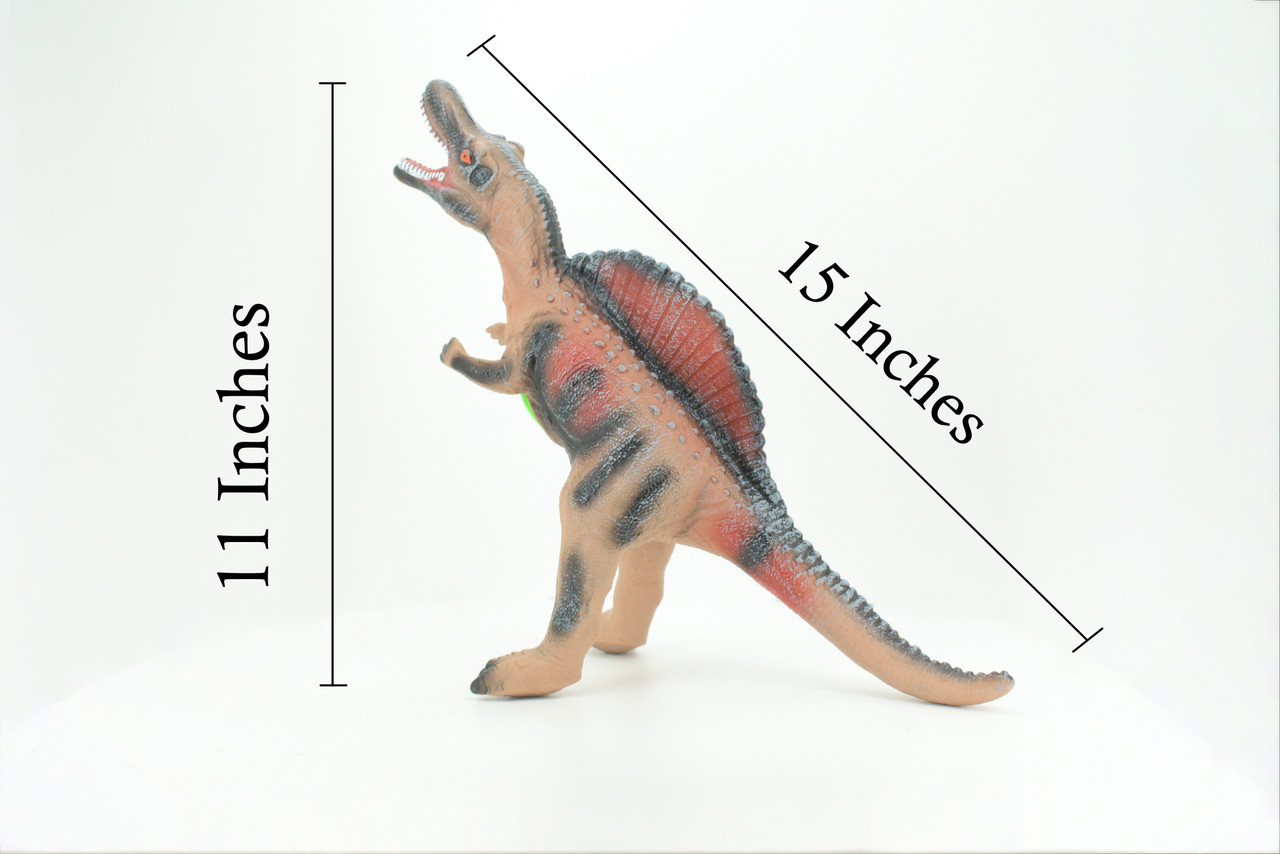 Spinosaurus, Sail-back Dinosaur, Cretaceous, Hand Painted, Educational, Soft Rubber, Lifelike Model, Figurine, Replica, Gift,    15"   AR01 B300