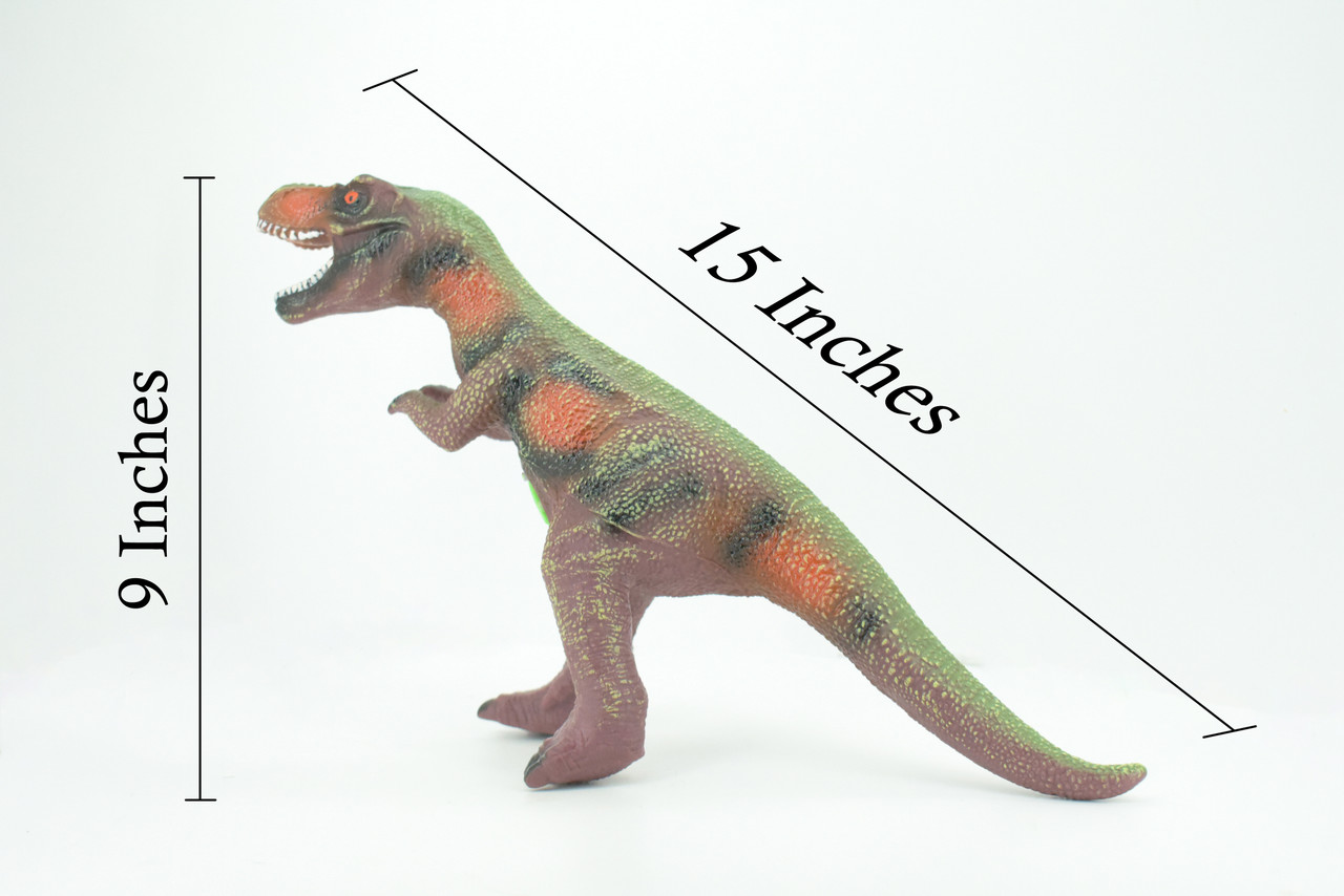 Tyrannosaurus Rex, T Rex, Cretaceous Dinosaur, Hand Painted, Educational, Soft Rubber, Lifelike Model, Figurine, Replica, Gift,    15"   AR06 B303 