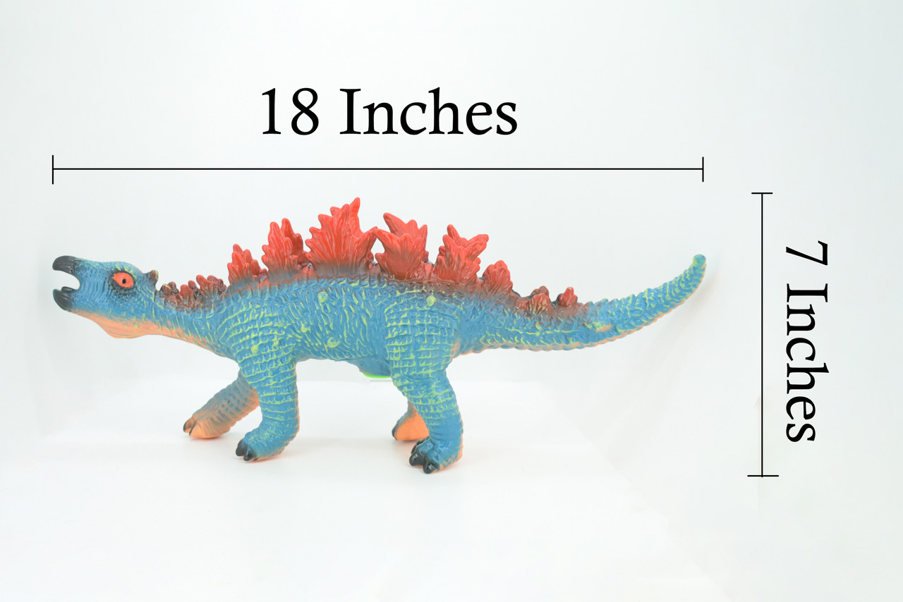 Stegosaurus, Plate-backed Dinosaur, Jurassic, Hand Painted, Educational, Soft Rubber, Lifelike Model,   18 Inches Long, 7 Inches Tall.