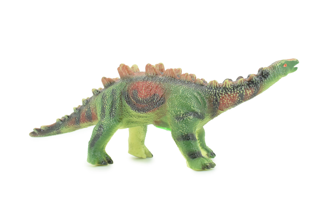 Stegosaurus, Plate-backed Dinosaur, Jurassic, Hand Painted, Educational, Soft Rubber, Lifelike Model,   14 Inches Long, 6 Inches Tall.