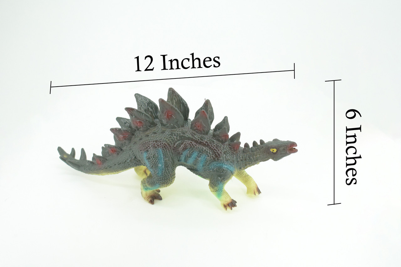 Stegosaurus, Plate-backed Dinosaur, Jurassic, Hand Painted, Educational, Soft Rubber, Lifelike Model, Gift,    12"   AR06 B304 
