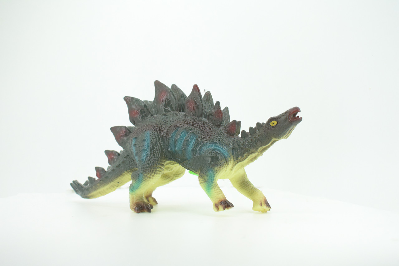 Stegosaurus, Plate-backed Dinosaur, Jurassic, Hand Painted, Educational, Soft Rubber, Lifelike Model, Gift,    12"   AR06 B304 