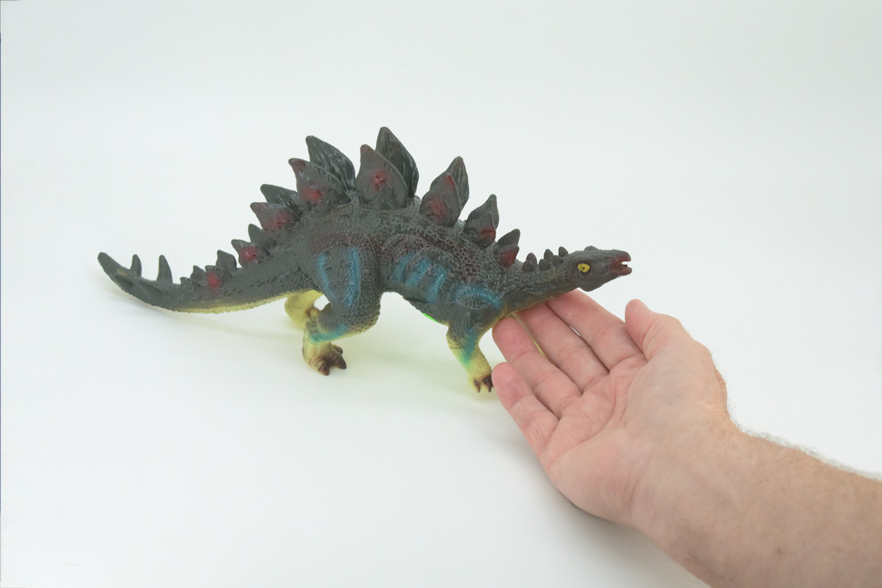 Stegosaurus, Plate-backed Dinosaur, Jurassic, Hand Painted, Educational, Soft Rubber, Lifelike Model, Gift,    12"   AR06 B304 