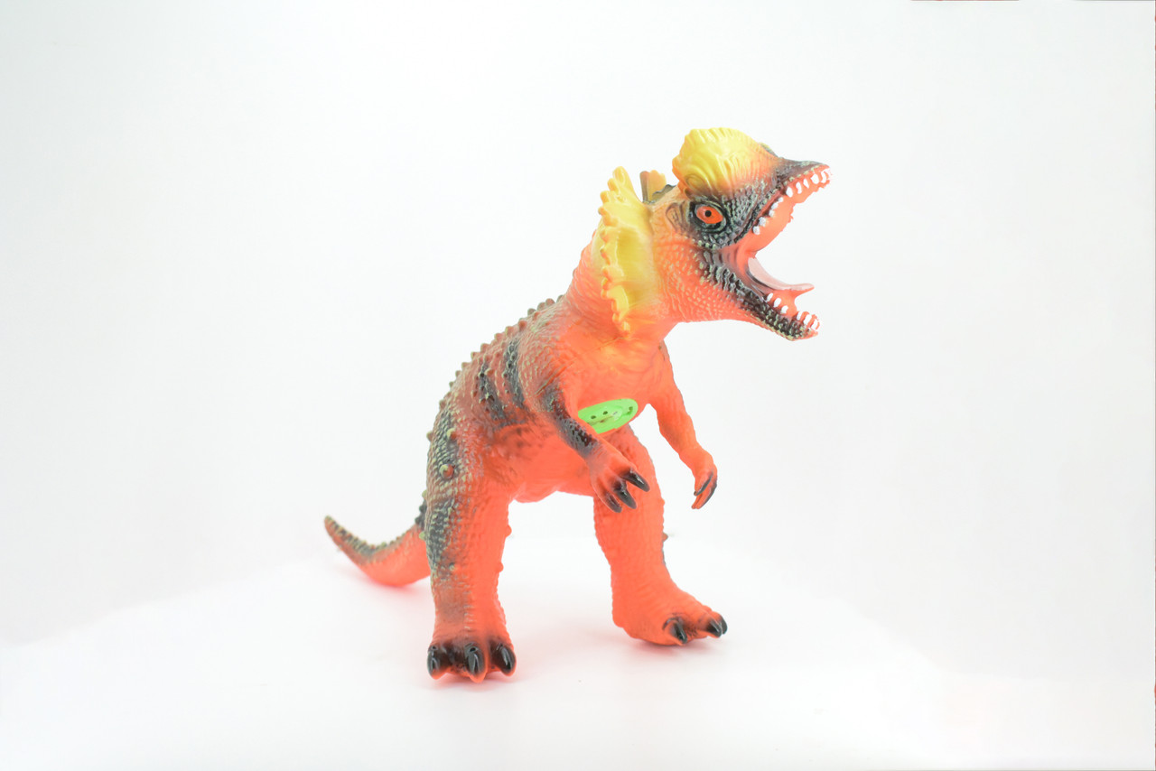 Dilophosaurus, Double-Crested Lizard, Early Jurassic period, Hand Painted, Educational, Soft Rubber, Lifelike Model, Gift,    19"   AR18 B310 